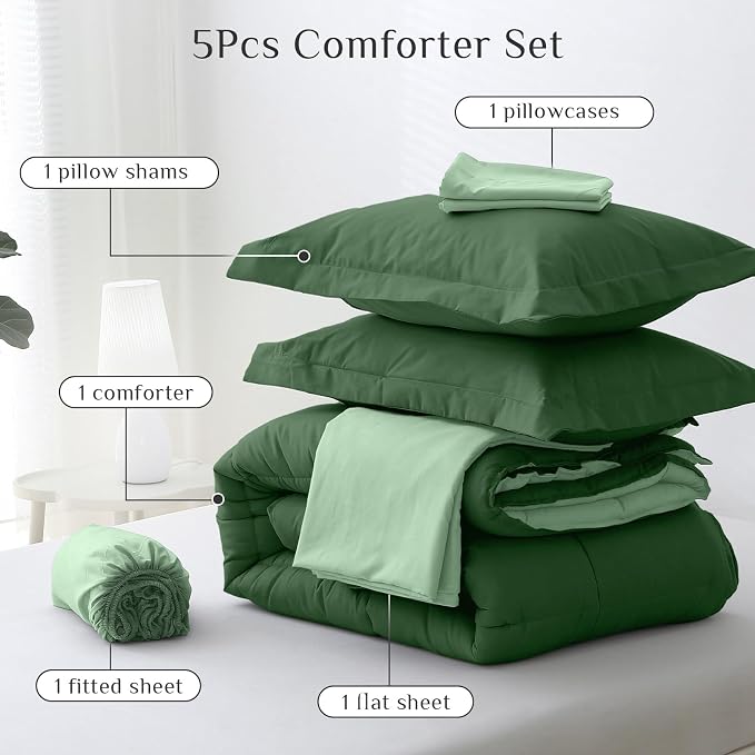 JOLLYVOGUE Twin XL Comforter Set, Ultra-Soft Bed in a Bag Twin XL Size 5 Pieces - Image 5