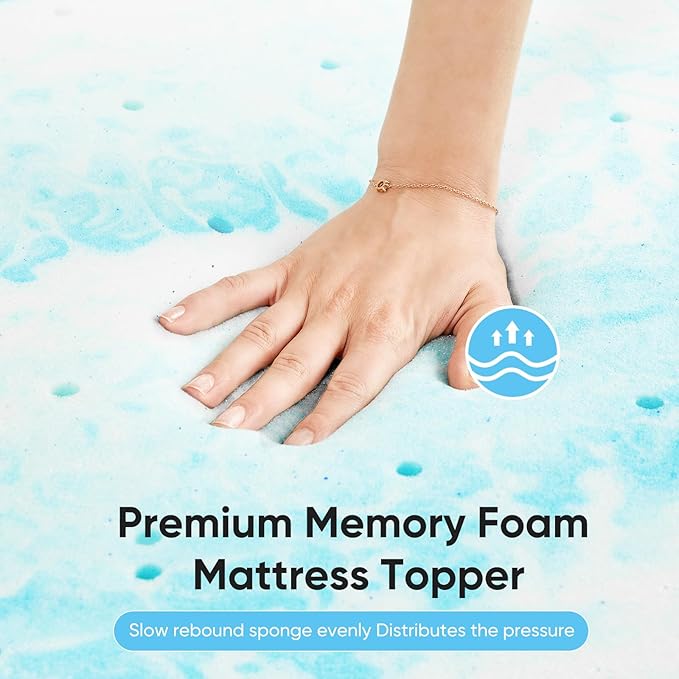 OLIXIS Gel Memory Foam Mattress Topper, Twin XL 3 Inch, Cooling Gel Infused - Image 5