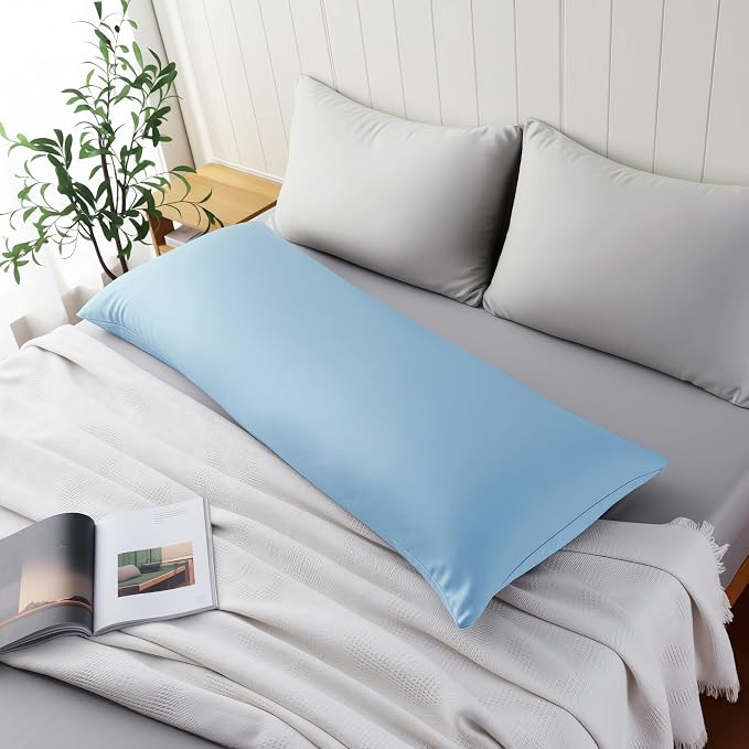 1 Pack Body Size Bamboo Viscose Zippered Pillow Case, 400 Thread Count Cooling - Image 2