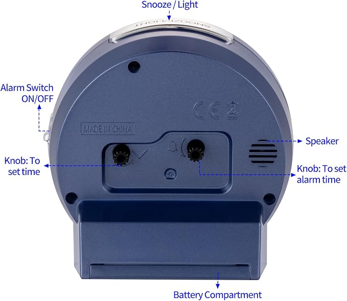 Tinload 4.3" No Ticking Analog Alarm Clock, Silent Readable - Image 7