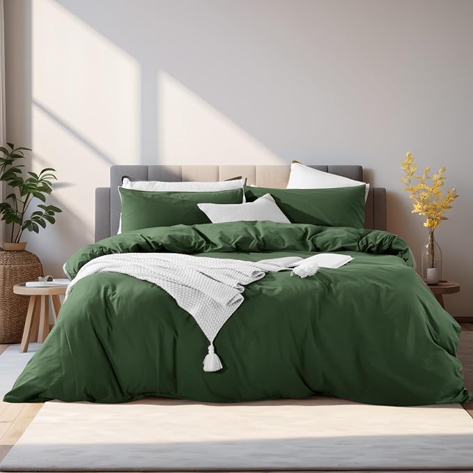 NEXHOME PRO Duvet Cover Set Kids Twin Size Linen Feel Textured Organic Natural - Image 2
