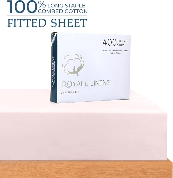 Royale Linen 400 Thread Count 100% American Grown Cotton Fitted Sheet Twin Size - Image 2