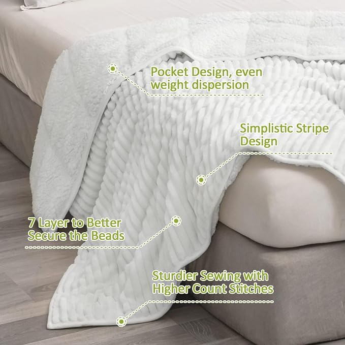 Uttermara Weighted Blanket for Adults Queen Size 15lbs, Striped Ribbed Fuzzy - Image 3