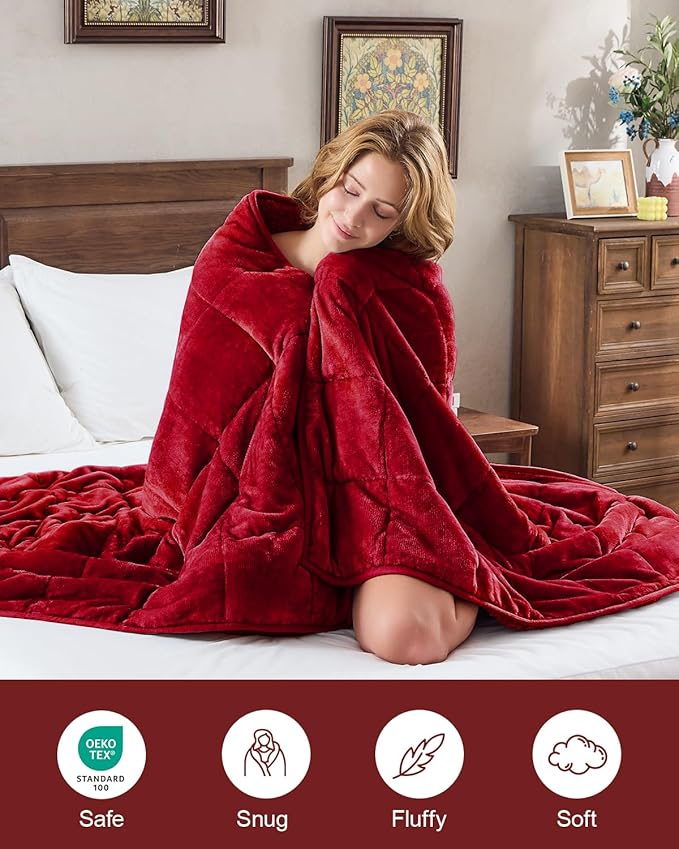 Super Fuzzy Soft Sherpa Fleece Weighted Blanket, 15 lbs Dual Sided Fluffy Heavy - Image 3