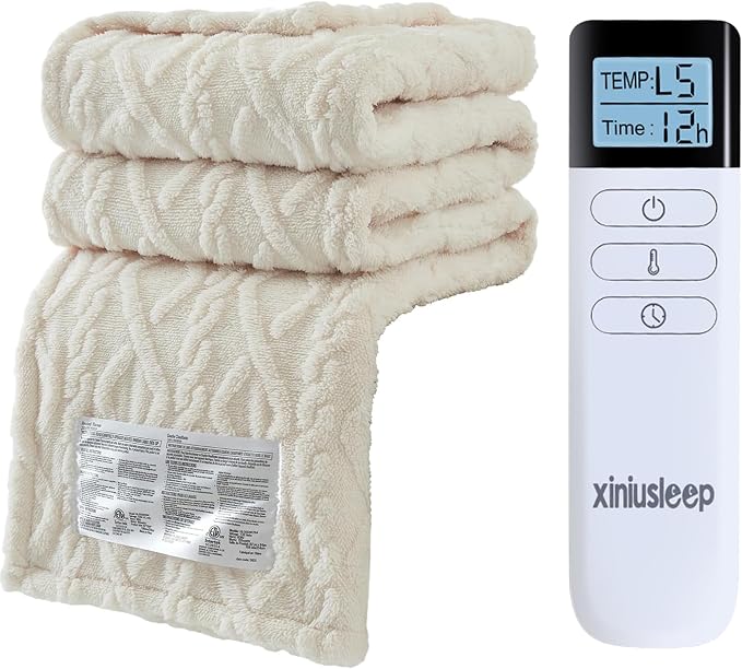 Heated Blanket Electric Blanket, 5 Heating Level, 1-12 Hour Auto Off, by XINIUSLEEP