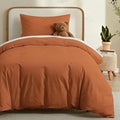 LOVQUE Burnt Orange Cotton Duvet Cover Twin Size, Linen Like Natural Bedding Set by LOVQUE