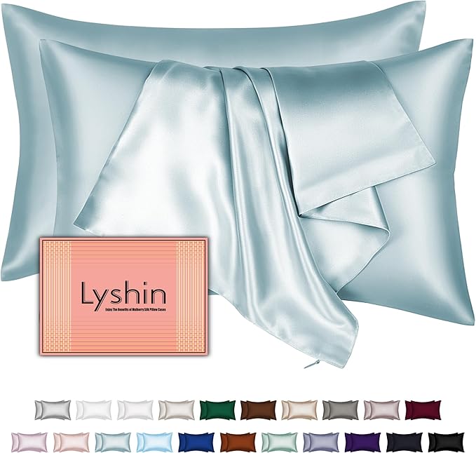 Silk Pillow Cases 2 Pack Standard Size by LYSHINSILKPILLOWCASES