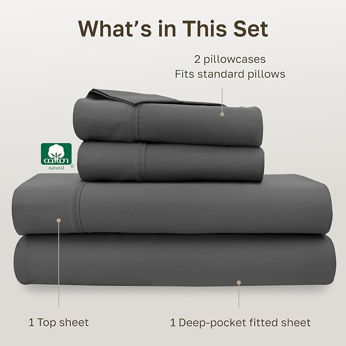 California Design Den Soft 100% Cotton Full Sheet Set, 400 Thread Count Good - Image 4