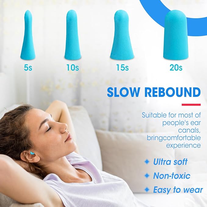AZEN 200 Pairs Ear Plugs, NRR 32dB Soft Foam Ear Plugs - Image 4