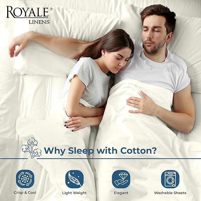 Royale Linens 100% Organic Cotton Full Flat Sheet Only - Image 3