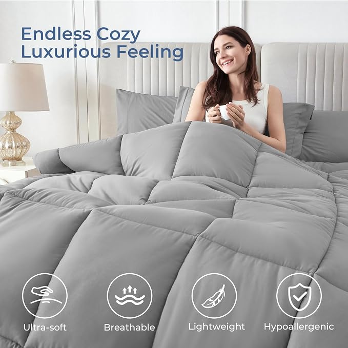 Sasttie Twin XL Comforter Set, 5 Pieces Twin XL Bed in a Bag, Complete Bedding - Image 2