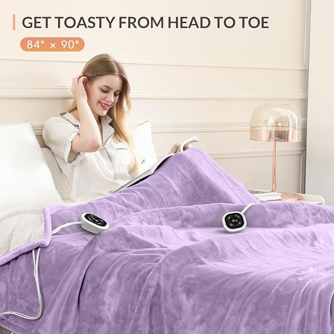 HOMLYNS LuxeHeat Heated Blanket Electric Blanket Queen Size, Soft Flannel - Image 3