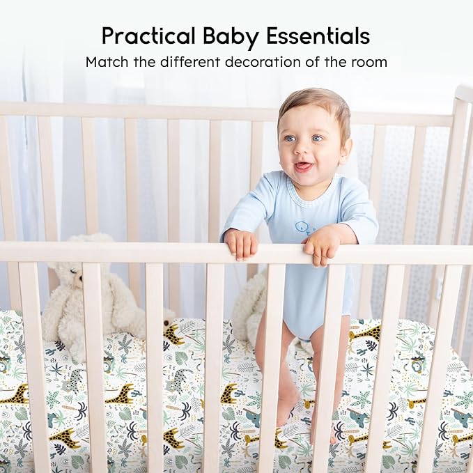 Yoofoss Baby Crib Sheets for Boys Girls, Fitted Crib Sheet 2 Pack for Standard - Image 6