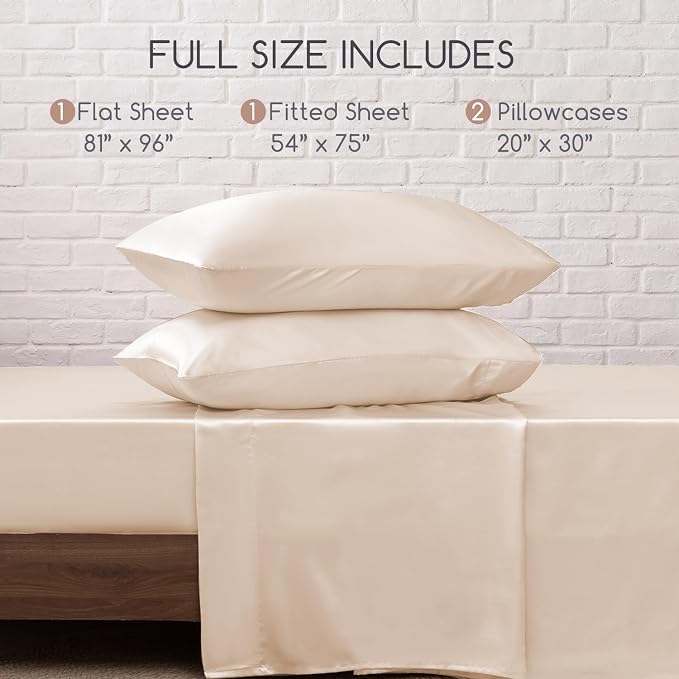MR&HM Satin Bed Sheets, Full Size Sheets Set - Image 7