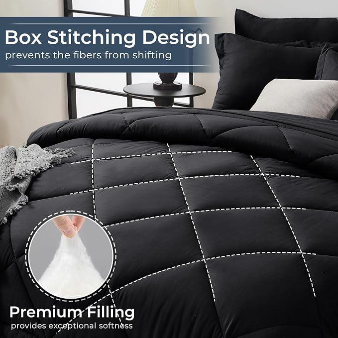HEVUMYI Black 120x98 Oversized King Comforter Set - Image 4