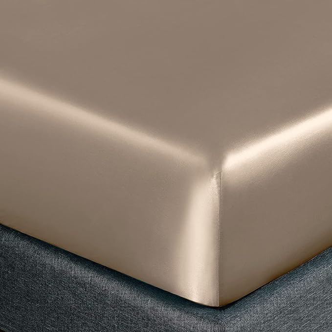 Homiest Taupe Satin Fitted Sheet - Image 3