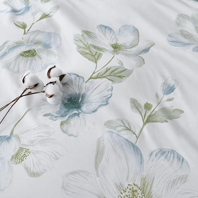 OAITE Duvet Cover Set Twin Size Floral Pattern 500 Thread Count Ultra Soft 100% - Image 6