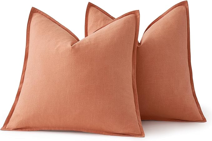 MIULEE Decorative Linen Pillow Covers 20x20 Inch Coral ​Boho Farmhouse​ - Image 6