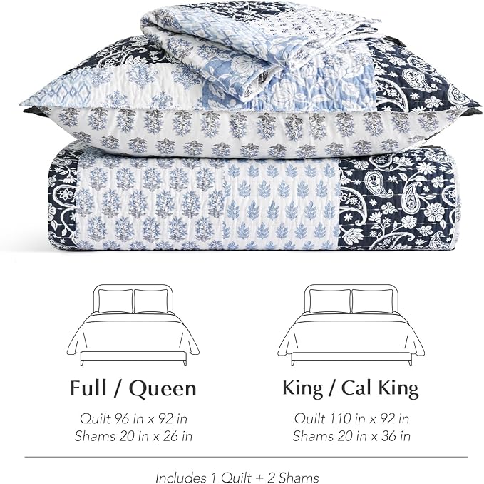EverGrace Cotton Quilt Set King Size, 100% Cotton Reversible Lightweight - Image 9
