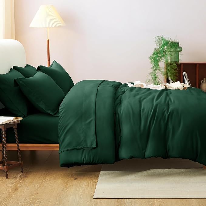 CozyLux Twin XL Comforter Set Emerald Green, 5 Pieces Bed in a Bag Twin Extra - Image 7