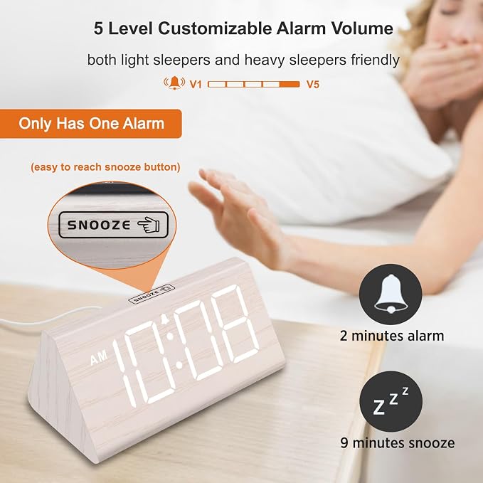 DreamSky Wooden Digital Alarm Clock - Image 6