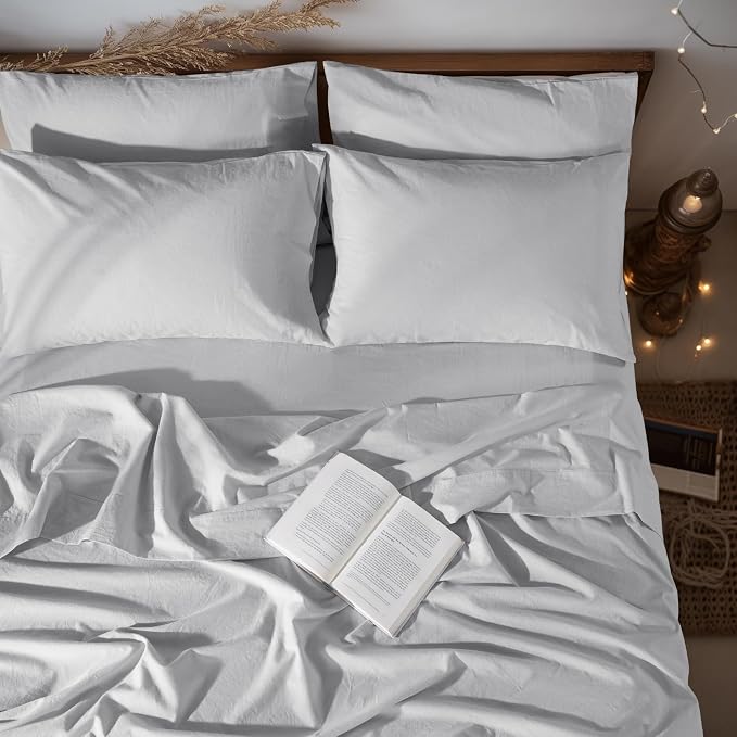 LBRO2M 100% Pure Linen Sheet Set Deep Pocket Up to 16" Bed Sheets Sets by LBRO2MBedding