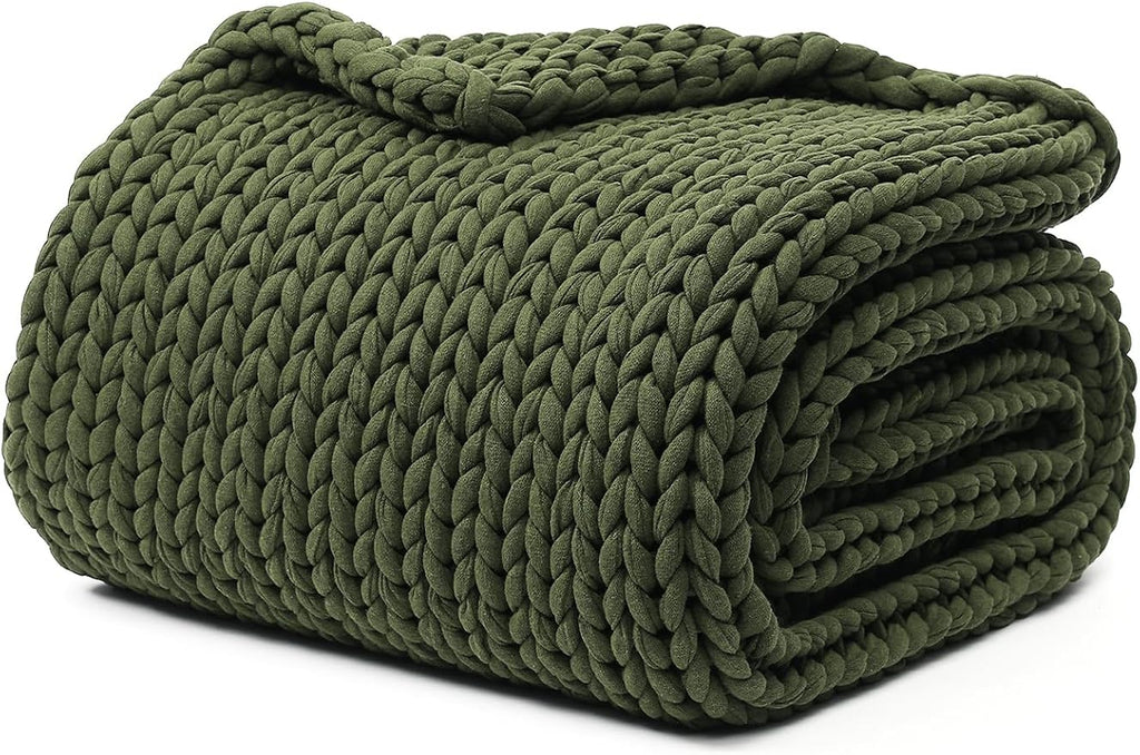 YnM Cotton Weighted Blanket, Handmade Chunky Knitted Design, Soft and Cozy by YNM