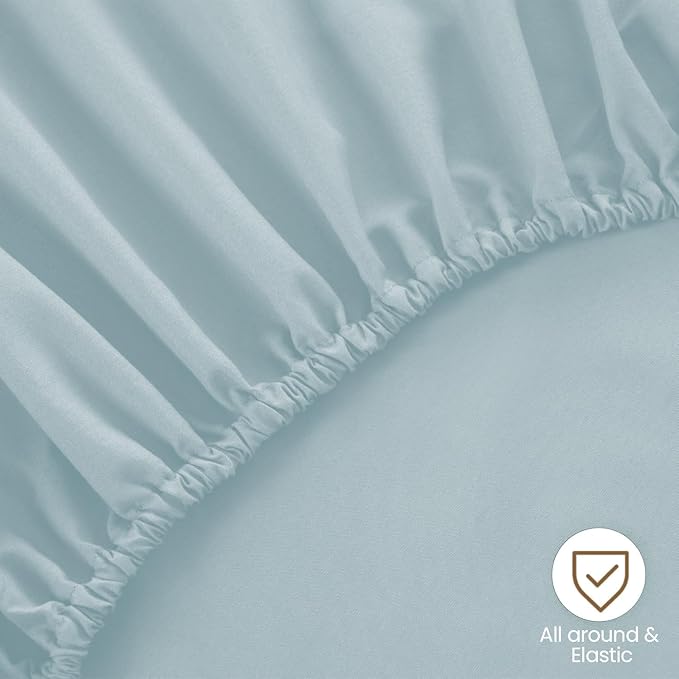 ROSE&RISY Light Blue King Fitted Sheet, Soft and Breathable - Image 5