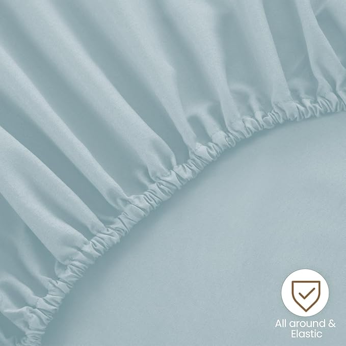 ROSE&RISY Light Blue Twin Fitted Sheet, Soft and Breathable - Image 5