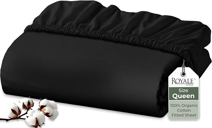 Royale Linens 100% Organic Cotton Fitted Sheet by ROYALELINENS