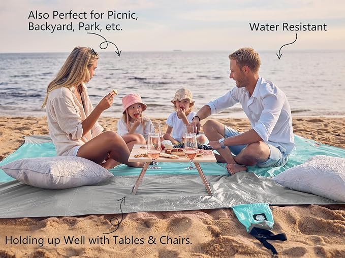WEKAPO Beach Blanket Sandproof Waterproof, Extra Large Beach Mat, Oversized & - Image 4