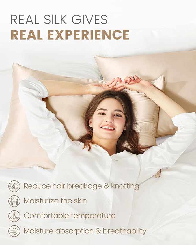 THXSILK Set of 2 100% Mulberry Silk Pillowcases - Image 3