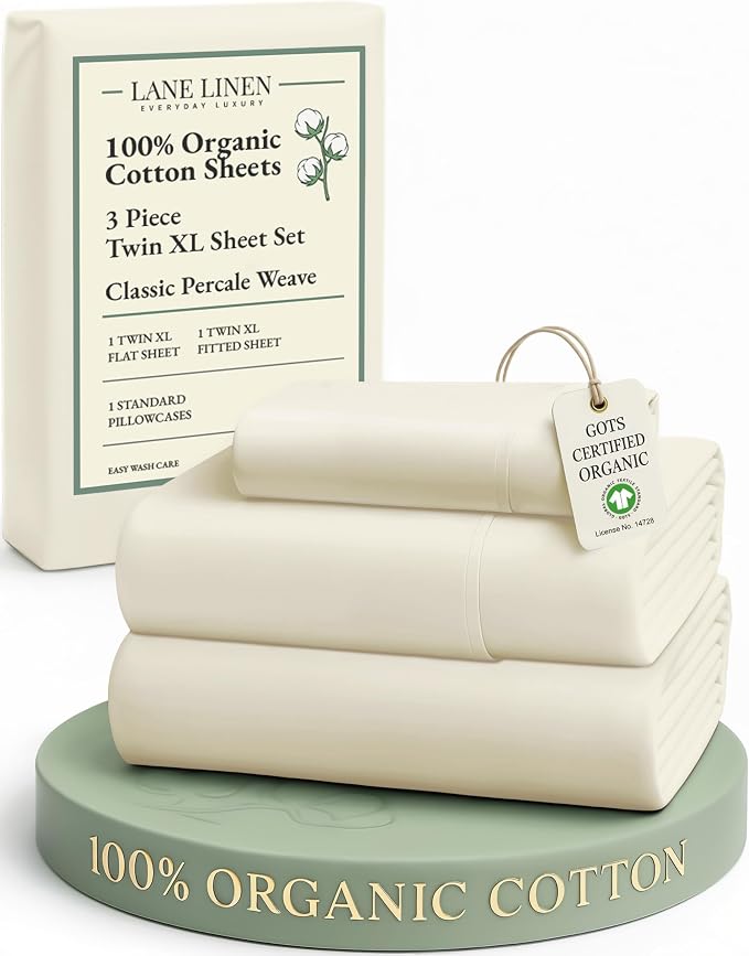 LANE LINEN 100% Organic Cotton Twin XL Sheets Set, 3-Piece Pure Organic Cotton by LaneLinen