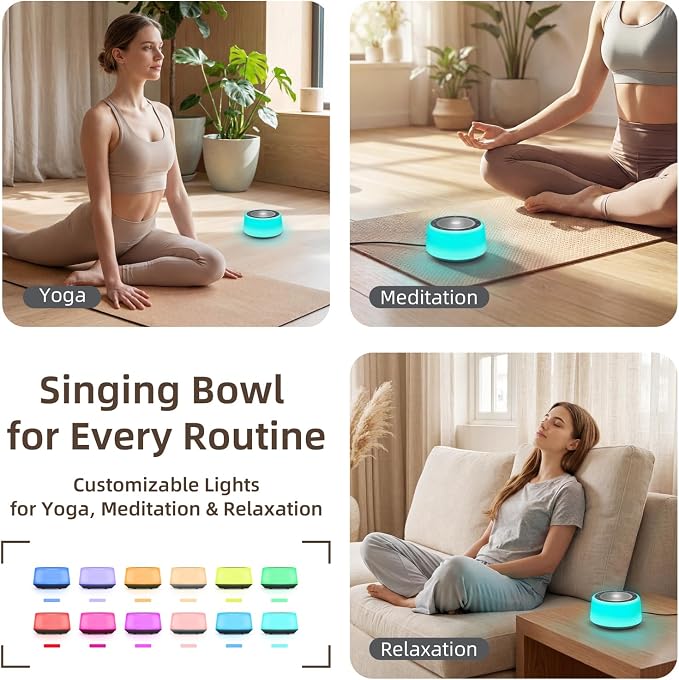 Kipcush Automatic Tibetan Singing Bowl Sound Machine, 11 Soothing Sound Therapy - Image 8