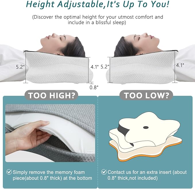 CHxxy Cervical Neck Pillow for Pain Relief Sleeping, Memory Foam Pillows - Image 5