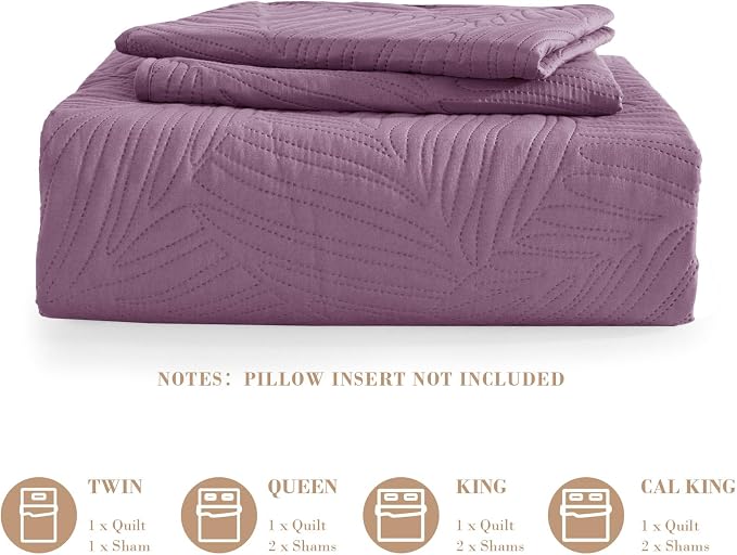 Exclusivo Mezcla Queen Quilt Bedding Set, Lightweight Dusty Lavender Quilts - Image 6