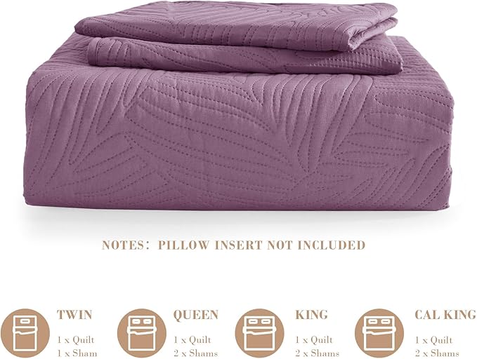 Exclusivo Mezcla California King Quilt Bedding Set, Lightweight Dusty Lavender - Image 6