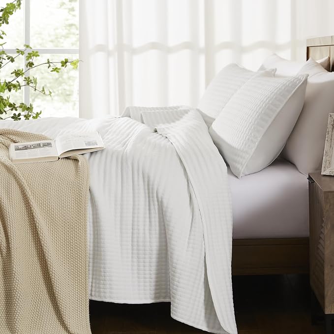WRENSONGE White Quilt Set Queen Size-3 Pieces Lightweight Bedspreads Summer - Image 6