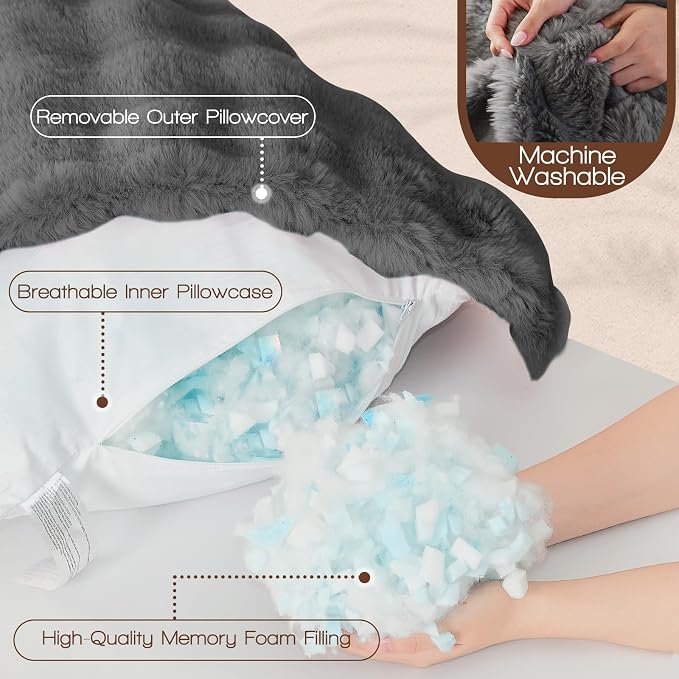 YZ HOME Faux Fur Fluffy Body Pillow - Image 4