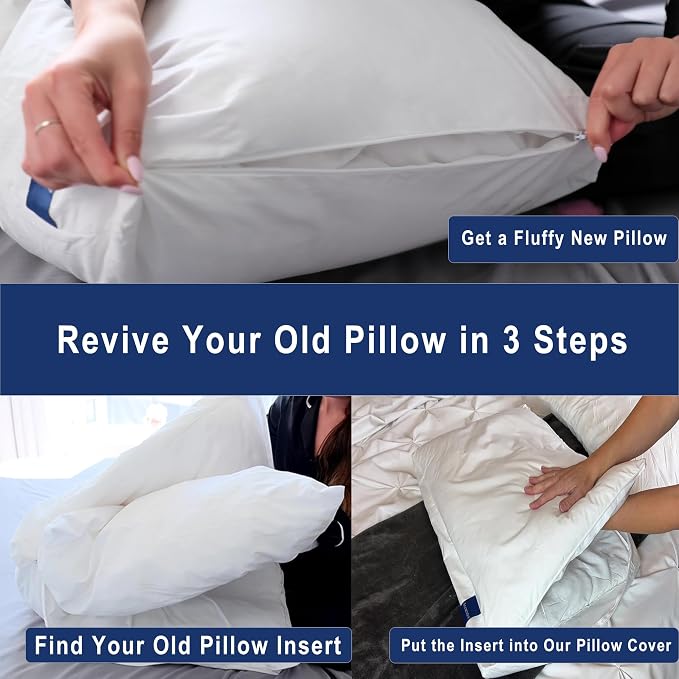 ACCURATEX Fluffy Pillow Cover, 100% Cotton Shell Filled - Image 4