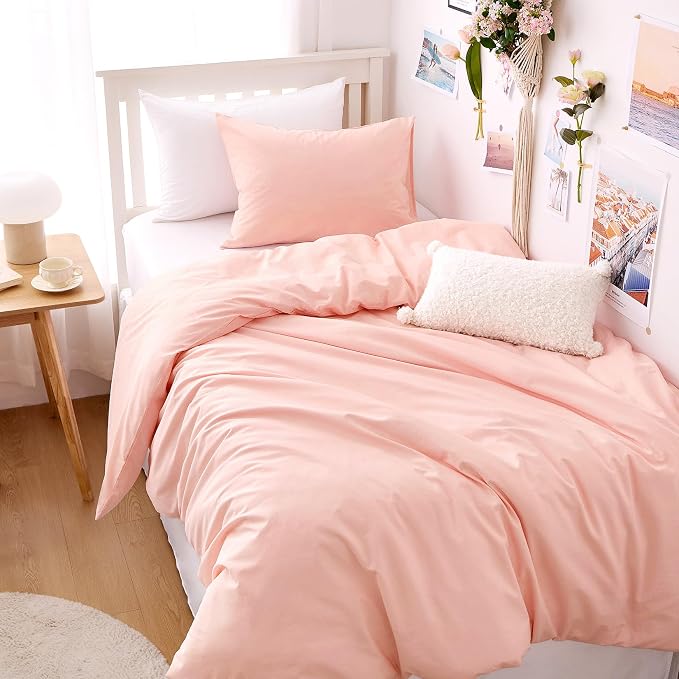 Wake In Cloud - Cotton Duvet Cover Set, Twin Size, 100% Washed Cotton, Linen by WakeInCloud