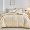 WARMDERN Khaki Boho Duvet Cover Set Full Size, Striped Textured Tufted Bedding by WARMDERN