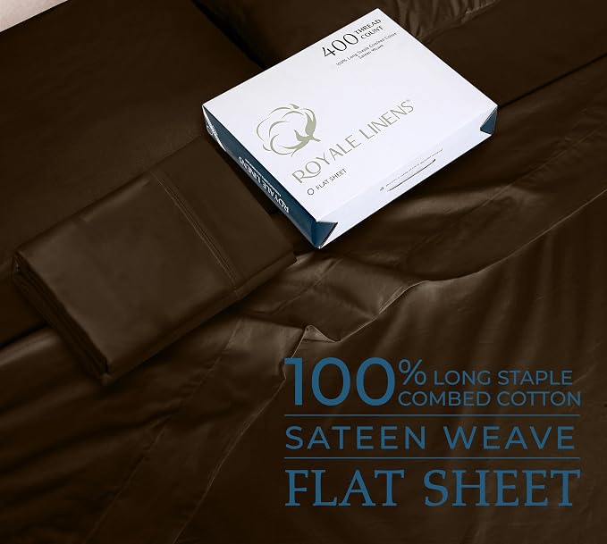 Royale Linen 400 Thread Count 100% American Grown Cotton Flat Sheet - Image 2
