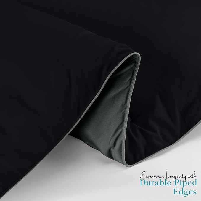 Utopia Bedding Queen Comforter Duvet Insert, Reversible Black/Grey Quilted - Image 7