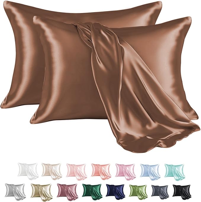 MR&HM Satin Pillowcase for Hair and Skin, Silk Satin Pillowcase 2 Pack by MRHM