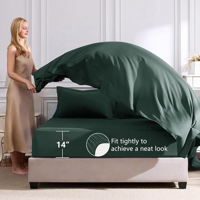 CozyLux Queen Comforter Set Forest Green - Image 5