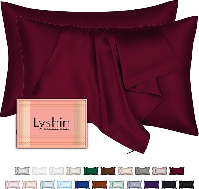 Silk Pillow Cases 2 Pack Queen Size by LYSHINSILKPILLOWCASES