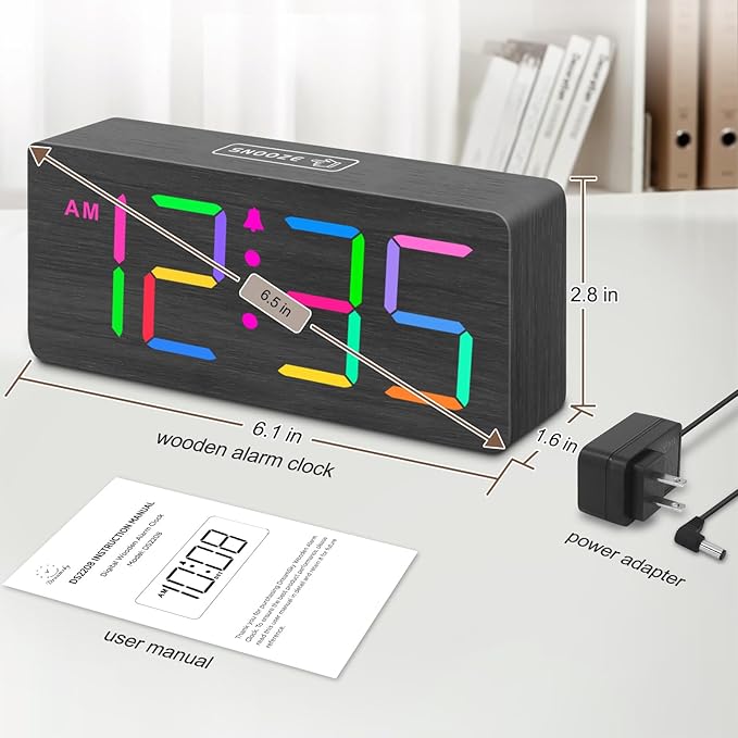 DreamSky Wooden Digital Clock for Bedroom Desk - Image 6