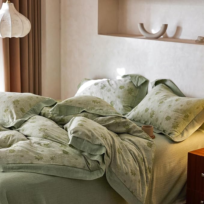 mixinni Yarn-Dyed Jacquard Duvet Cover Queen, Soft Breathable Double Layer Gauze - Image 6