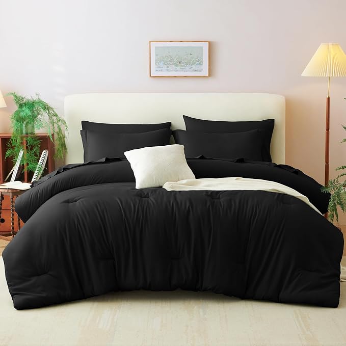 CozyLux Full Size Comforter Sets Black, 7 Pieces Bed in a Bag Full Comforter Set - Image 8